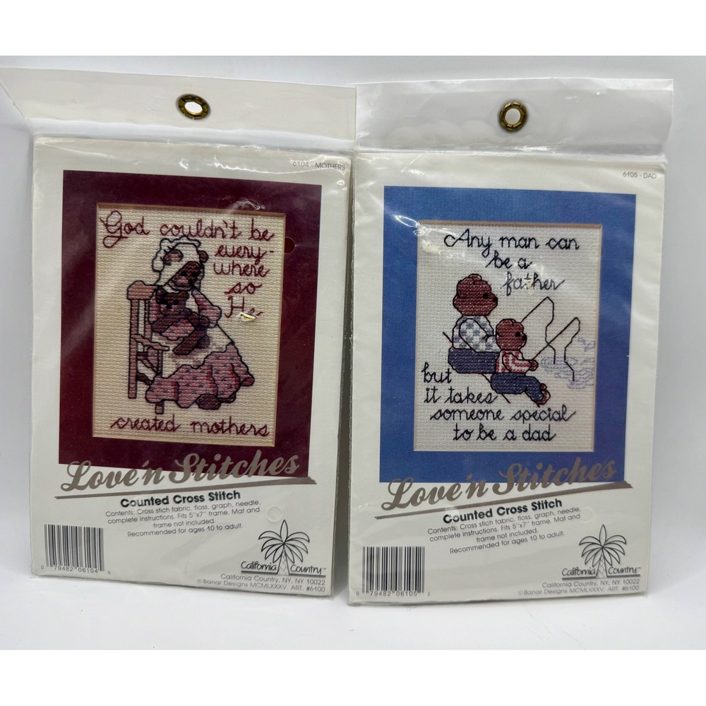California Country Cross Stitch Kit 2PK 5x7 Multicolor Mothers Fathers Bears New
